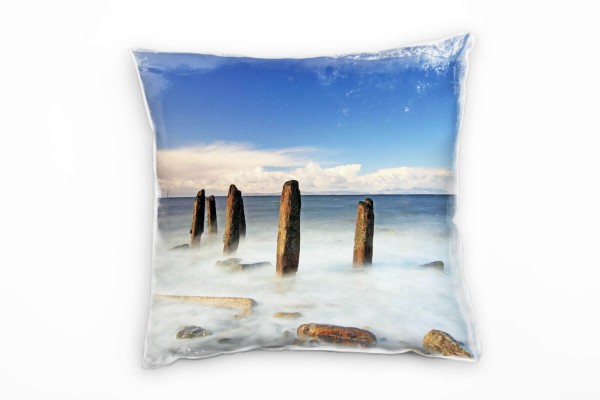 Meer, braun, blau, weiß, Schottland Deko Kissen 40x40cm für Couch Sofa Lounge Zierkissen