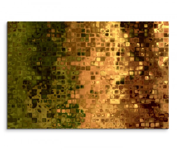120x80cm Wandbild Hintergrund Kunst abstrakt Pixel grün braun gelb
