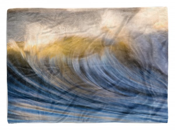 Handtuch Strandhandtuch Saunatuch Kuscheldecke mit Fotomotiv Welle Natur Kunstv