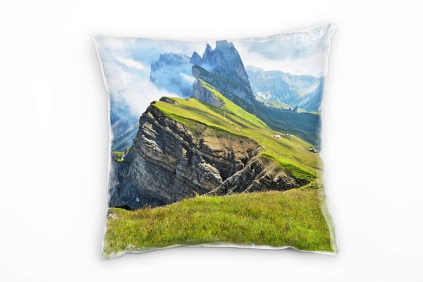 Landschaft, blau, grün, Alpen, Italien Deko Kissen 40x40cm für Couch Sofa Lounge Zierkissen