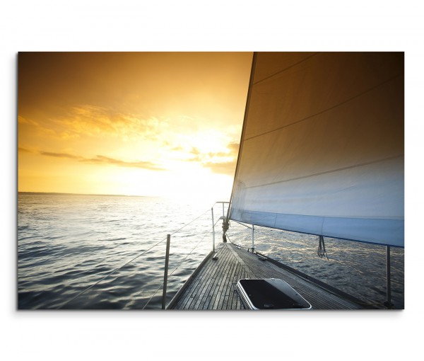 120x80cm Wandbild Meer Segelboot Sonnenlicht