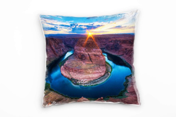 Landschaft, braun, blau, Canyon, Sonnenuntergang Deko Kissen 40x40cm für Couch Sofa Lounge Zierkisse