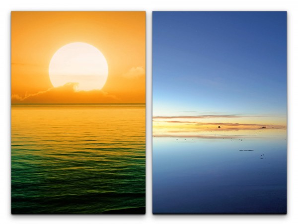 2 Bilder je 60x90cm Sonne Horizont Sonnenuntergang Meer Wasser Weite Meditation