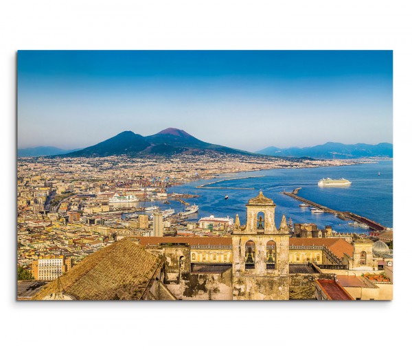 120x80cm Wandbild Italien Neapel Stadt am Meer Vulkan Vesuv Sommer