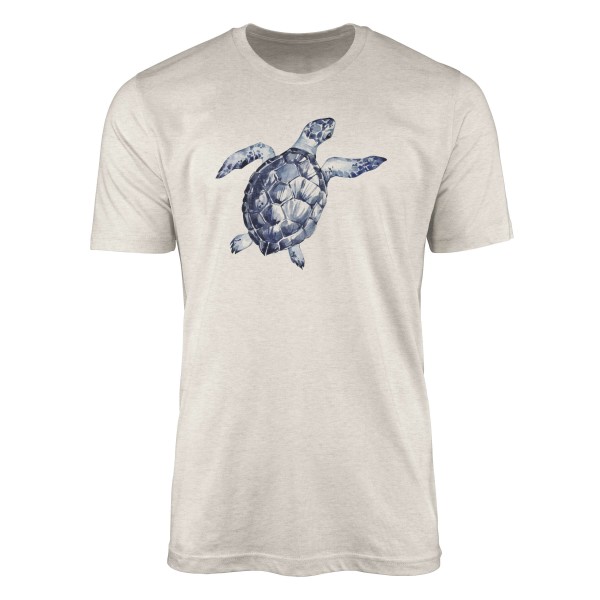 Herren Shirt 100% gekämmte Bio-Baumwolle T-Shirt Seeschildkröte Wasserfarben Motiv Nachhaltig Ökomo