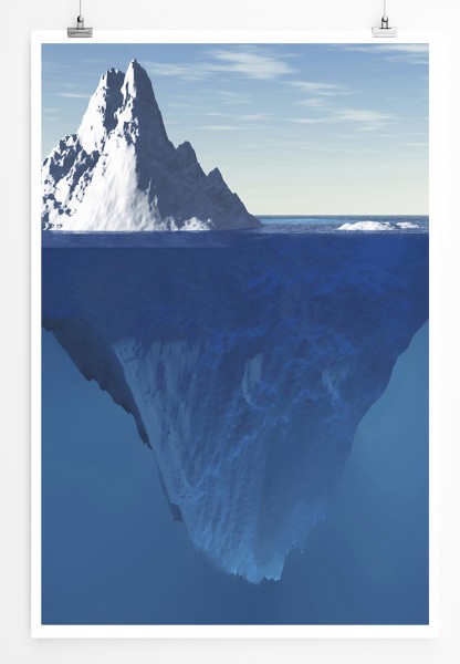 90x60cm Poster Eisberg über und unter Wasser