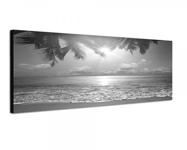 150x50cm Tropen Strand Meer Palme Abendsonne