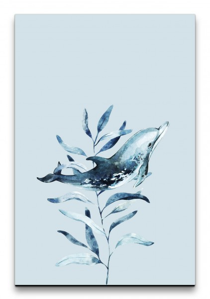 Delfin Aquarell Blau Meer Wasserfarben Dekorativ Schön