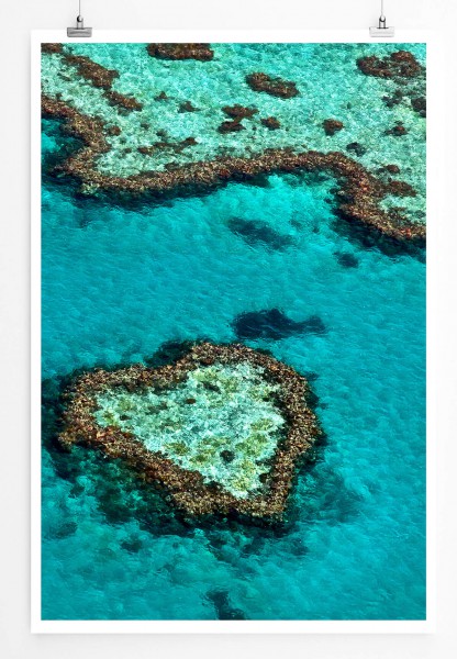 Landschaftsfotografie 60x90cm Poster Herzförmiges Korallenriff Great Barrier Reef Australien