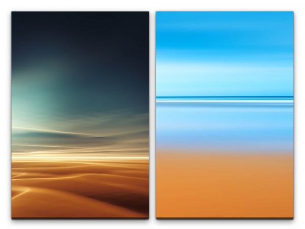 2 Bilder je 60x90cm Wüste Sahara Himmel Horizont Meer Modern Minimal