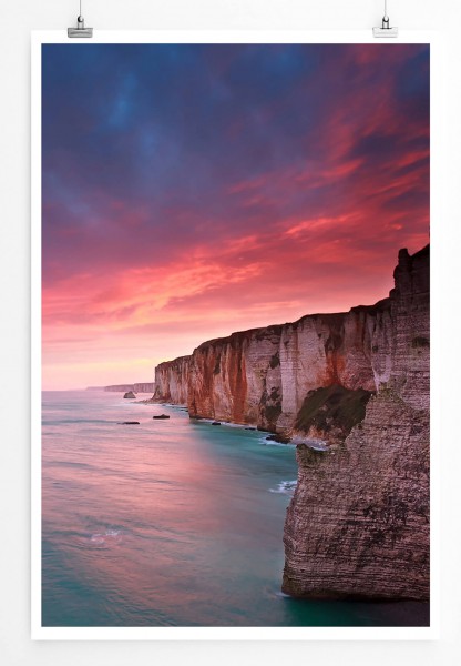 Landschaftsfotografie 60x90cm Poster Sonnenaufgang am Atlantik Frankreich