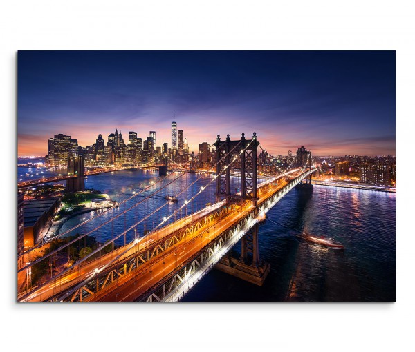 120x80cm Wandbild Manhattan Brooklyn Bridge Sonnenuntergang