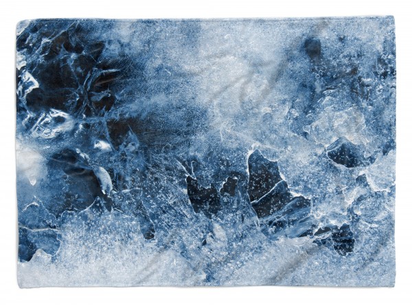 Handtuch Strandhandtuch Saunatuch Kuscheldecke mit Fotomotiv Eis Blau Nahaufnahme Auffall