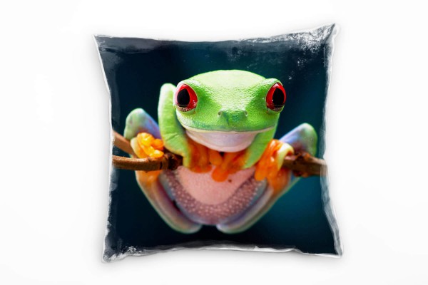 Tiere, tropischer Frosch, bunt Deko Kissen 40x40cm für Couch Sofa Lounge Zierkissen