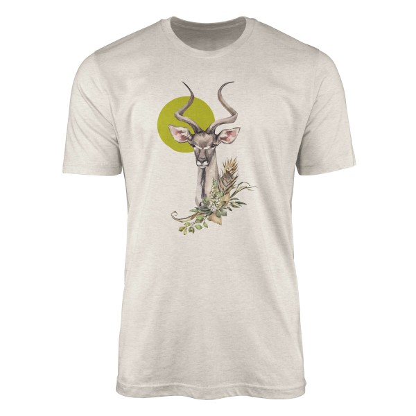 Herren Shirt 100% gekämmte Bio-Baumwolle T-Shirt Aquarell Antilope Motiv Nachhaltig Ökomode aus ern