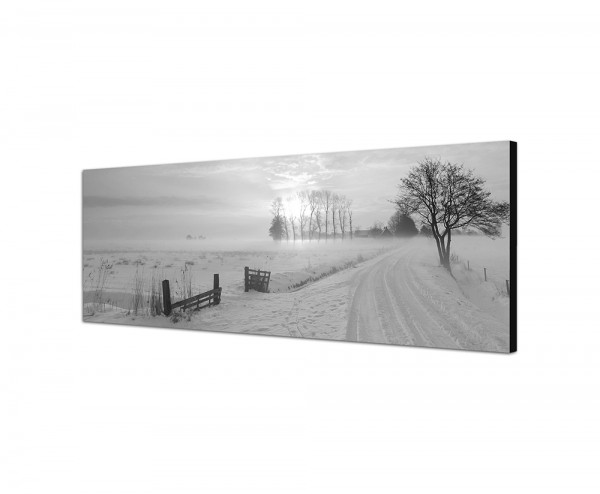 150x50cm Winterlandschaft Sonnenuntergang Nebel