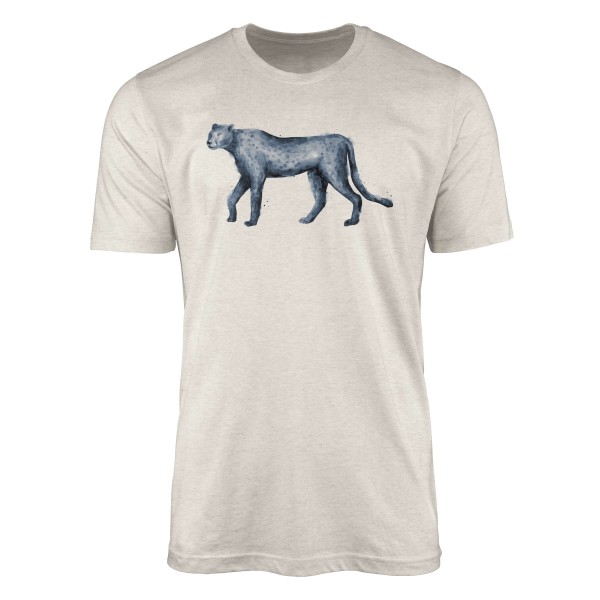 Herren Shirt 100% gekämmte Bio-Baumwolle T-Shirt Aquarell Raubkatze Motiv Nachhaltig Ökomode aus er