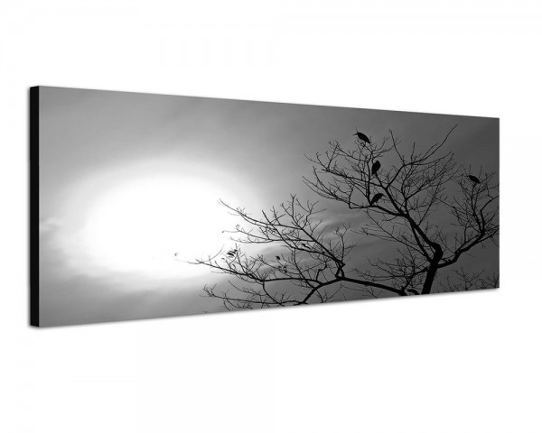 150x50cm Nepal Baum Vögel Sonnenuntergang