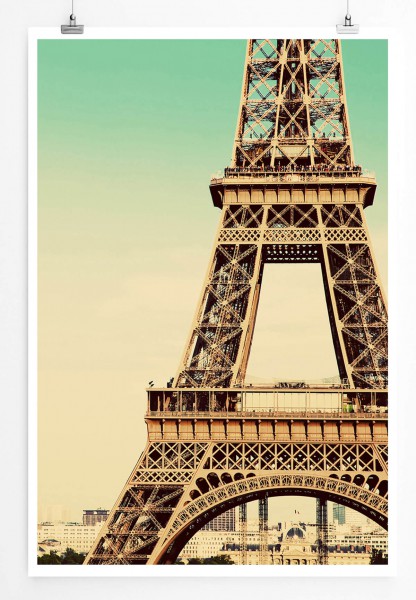 Architekturfotografie 60x90cm Poster Eiffelturm in Paris im Retro Stil