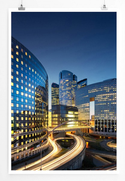 60x90cm Architekturfotografie Poster Wolkenkratzer und Lichtbahnen