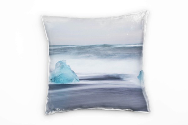 Meer, Eisberge, Wellen, grau, blau Deko Kissen 40x40cm für Couch Sofa Lounge Zierkissen