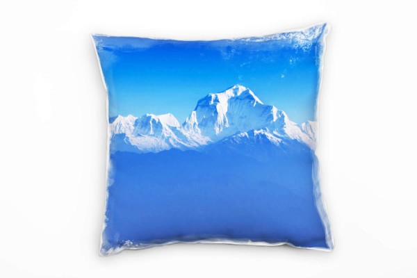 Landschaft, blau, weiß, schneebedeckte Berge Deko Kissen 40x40cm für Couch Sofa Lounge Zierkissen