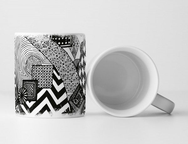 Tasse Geschenk Vektor Bild – Schwarz weiße lebendige Muster