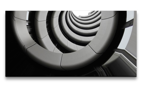 Leinwandbild 120x60cm Architektur Fotokunst Gebäude Büro Fine Art Spirale Treppen