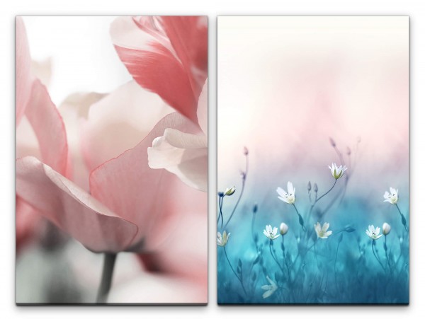 2 Bilder je 60x90cm Blumen Tulpen Sanft Zartgefühl Leicht Natur Dekorativ