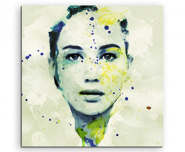 Jennifer Lawrence Splash 60x60cm Kunstbild als Aquarell auf Leinwand