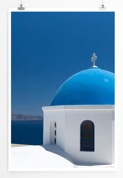 60x90cm Urbane Fotografie Poster Kirche von Santorini Griechenland