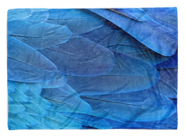 Handtuch Strandhandtuch Saunatuch Kuscheldecke mit Fotomotiv blaue Federn Kunst