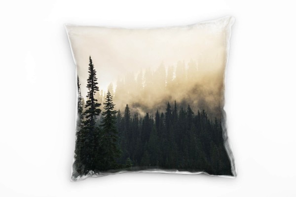 Natur, Wolken, Wald, grün, orange Deko Kissen 40x40cm für Couch Sofa Lounge Zierkissen