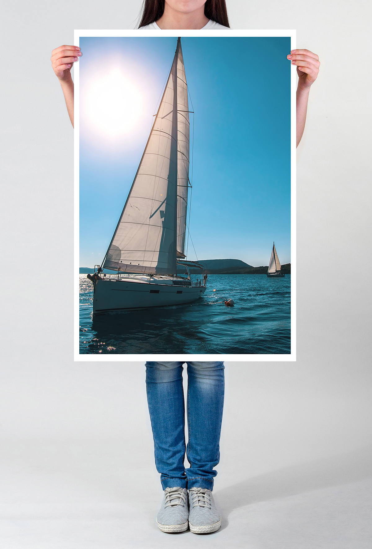 60x90cm Poster Landschaftsfotografie  Yacht bei Segelregatta