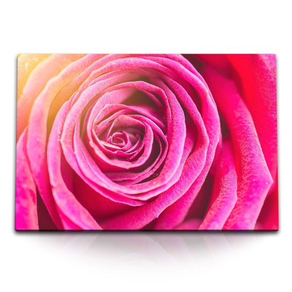 120x80cm Wandbild auf Leinwand Rose Rosenblüte Blume Rot Nahaufnahme Kunstvoll