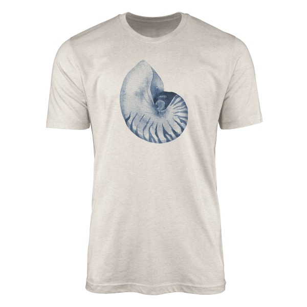 Herren Shirt 100% gekämmte Bio-Baumwolle T-Shirt Meeresschnecke Wasserfarben Motiv Nachhaltig Ökomo