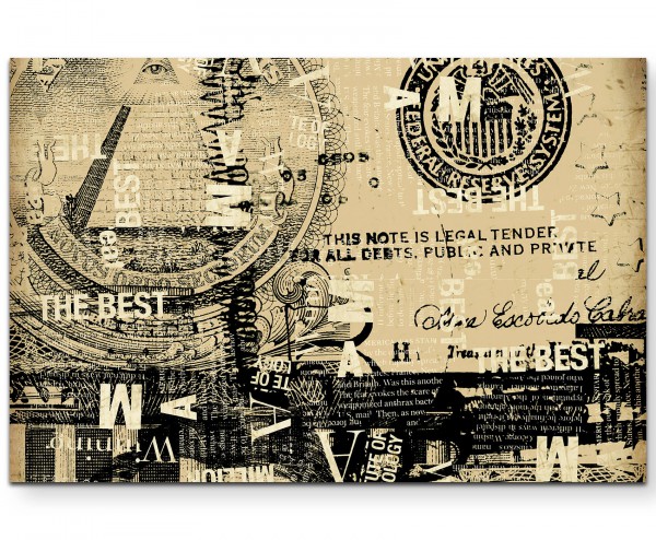 Abstrakter US-Dollar in Beigetönen - Leinwandbild
