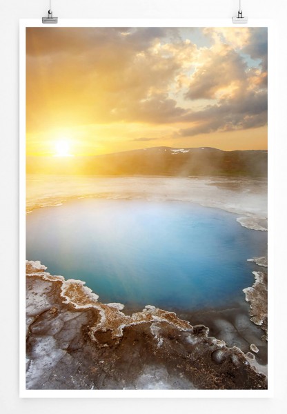 Landschaftsfotografie 60x90cm Poster Blauer geothermische Quelle Island