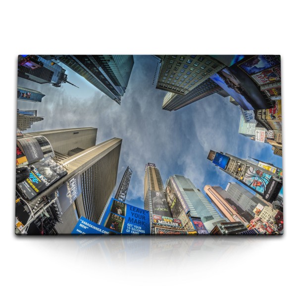 120x80cm Wandbild auf Leinwand New York Broadway Hochhäuser USA Großstadt