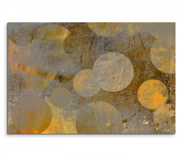 120x80cm Wandbild Hintergrund abstrakt grunge Kreise grau gelb