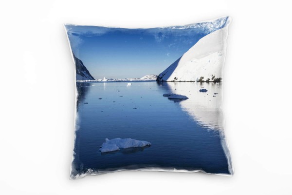 Winter, Meer, blau, weiß, Gletscher, Eisberg, Antarktis Deko Kissen 40x40cm für Couch Sofa Lounge Zi