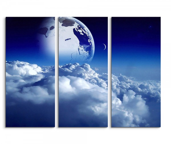 Blue Planet Over The Clouds Fantasy Art 3x90x40cm