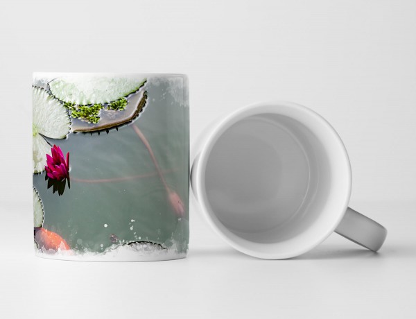 Tasse Geschenk Naturfotografie – Goldfischteich mit Seerosenblüten
