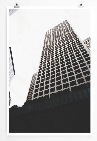 Architektur Fotografie  Wolkenkratzer und weißer Himmel 60x90cm Poster