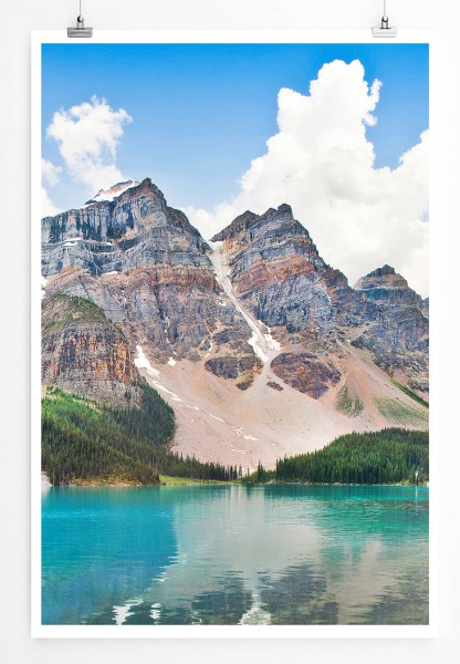 Landschaftsfotografie 60x90cm Poster Rocky Mountains am Moraine See Kanada