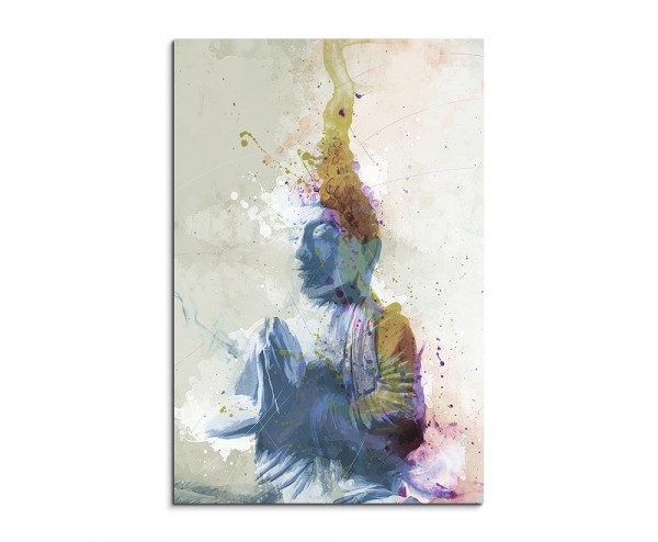 Buddha 90x60cm Aquarell Art Leinwandbild Old
