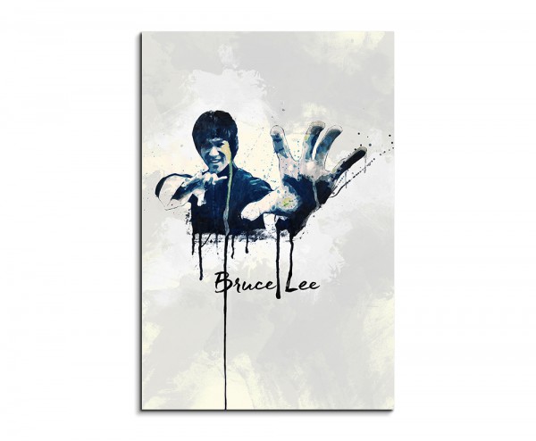 Bruce Lee 90x60cm Aquarell Art Wandbild auf Leinwand fertig gerahmt Original Sinus Art