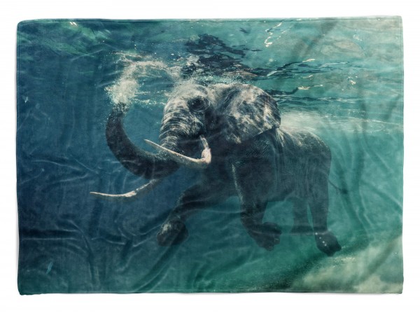 Handtuch Strandhandtuch Saunatuch Kuscheldecke mit Tiermotiv Elefant unter Wass