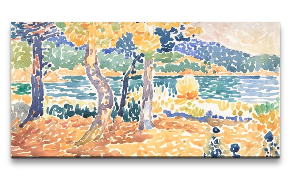 Remaster 120x60cm Henri Edmond Cross weltberühmtes Wandbild Impressionismus Farbenfroh Pines on the