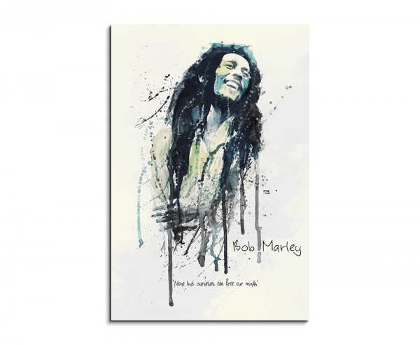 Bob Marley 90x60cm Aquarell Art Wandbild auf Leinwand fertig gerahmt Original Sinus Art